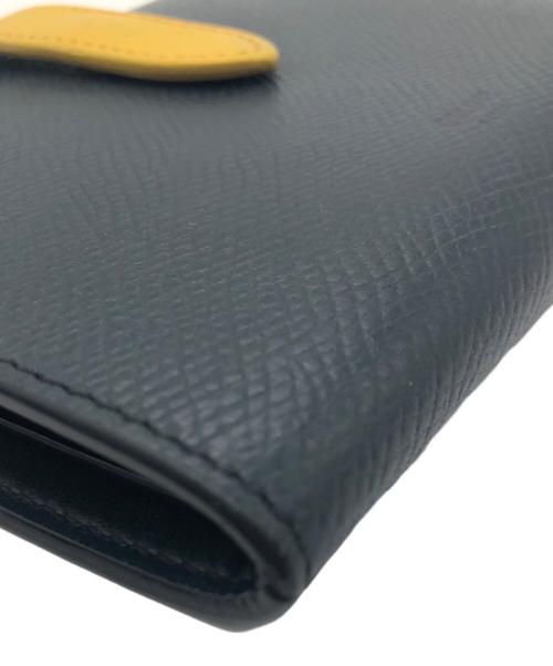 CELINE（セリーヌ）CELINE (セリーヌ) 2つ折り財布 ネイビー×イエローの古着・服飾アイテム