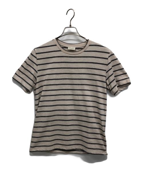 Saint Laurent Paris（サンローランパリ）Saint Laurent Paris (サンローランパリ) 半袖カットソー ベージュ×グレー サイズ:XSの古着・服飾アイテム