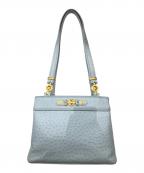 GIANNI VERSACEジャンニ・ヴェルサーチ）の古着「サンバースト ショルダーバッグ オーストリッチ」｜スカイブルー