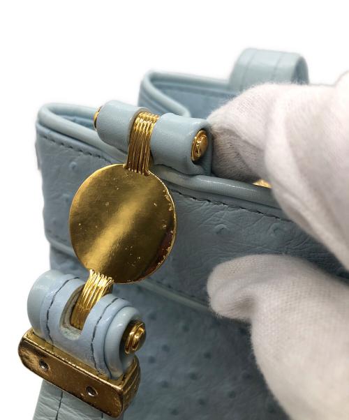 GIANNI VERSACE（ジャンニ・ヴェルサーチ）GIANNI VERSACE (ジャンニ・ヴェルサーチ) サンバースト ショルダーバッグ オーストリッチ スカイブルーの古着・服飾アイテム