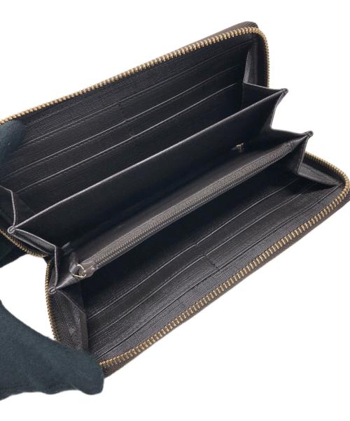 GUCCI（グッチ）GUCCI (グッチ) ラウンドファスナー長財布 ライトグレー×ブラウンの古着・服飾アイテム