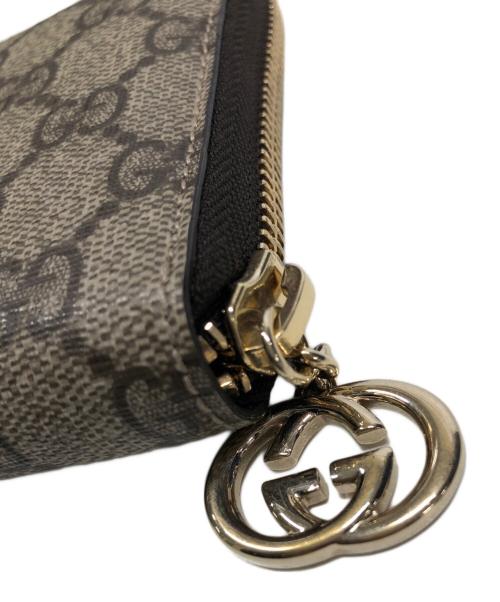 GUCCI（グッチ）GUCCI (グッチ) ラウンドファスナー長財布 ライトグレー×ブラウンの古着・服飾アイテム