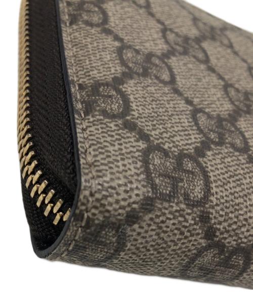 GUCCI（グッチ）GUCCI (グッチ) ラウンドファスナー長財布 ライトグレー×ブラウンの古着・服飾アイテム