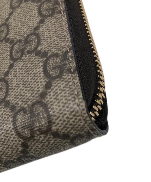 GUCCI（グッチ）GUCCI (グッチ) ラウンドファスナー長財布 ライトグレー×ブラウンの古着・服飾アイテム