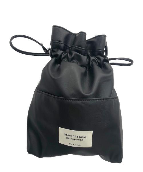 beautiful people（ビューティフルピープル）beautiful people (ビューティフルピープル) 巾着バッグ ブラックの古着・服飾アイテム