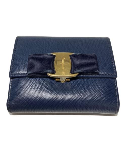 Salvatore Ferragamo（サルヴァトーレ フェラガモ）Salvatore Ferragamo (サルヴァトーレ フェラガモ) コンパクトウォレット ネイビーの古着・服飾アイテム