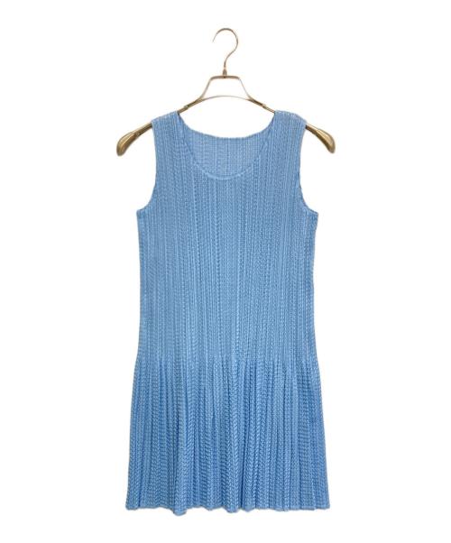 PLEATS PLEASE（プリーツプリーズ）PLEATS PLEASE (プリーツプリーズ) ノースリーブワンピース ブルー サイズ:Freeの古着・服飾アイテム