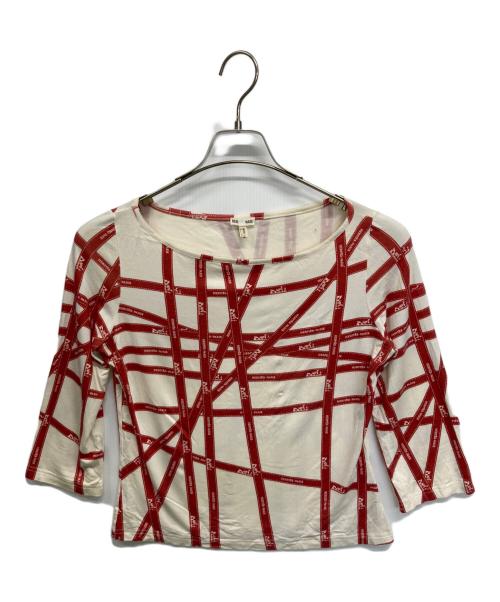 HERMES（エルメス）HERMES (エルメス) 長袖カットソー レッド×アイボリー サイズ:Lの古着・服飾アイテム