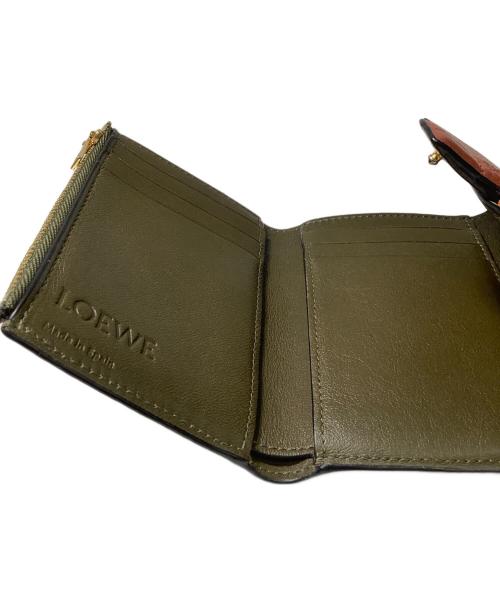 LOEWE（ロエベ）LOEWE (ロエベ) バーティカル ウォレット スモール/コンパクトウォレット ピンク×ブラウンの古着・服飾アイテム