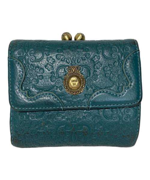 ANNA SUI（アナスイ）ANNA SUI (アナスイ) 2つ折りがま口財布 グリーン×ゴールドの古着・服飾アイテム