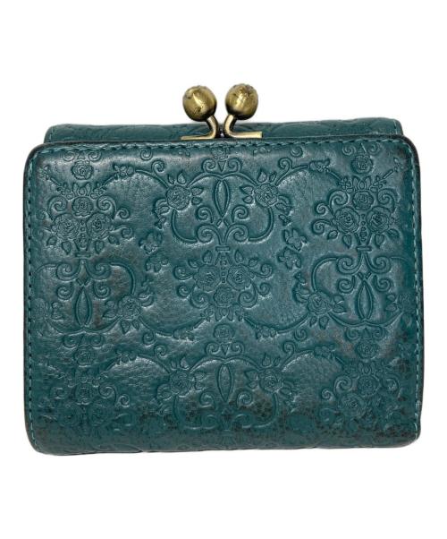 ANNA SUI（アナスイ）ANNA SUI (アナスイ) 2つ折りがま口財布 グリーン×ゴールドの古着・服飾アイテム