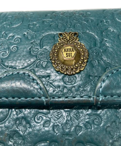 ANNA SUI（アナスイ）ANNA SUI (アナスイ) 2つ折りがま口財布 グリーン×ゴールドの古着・服飾アイテム