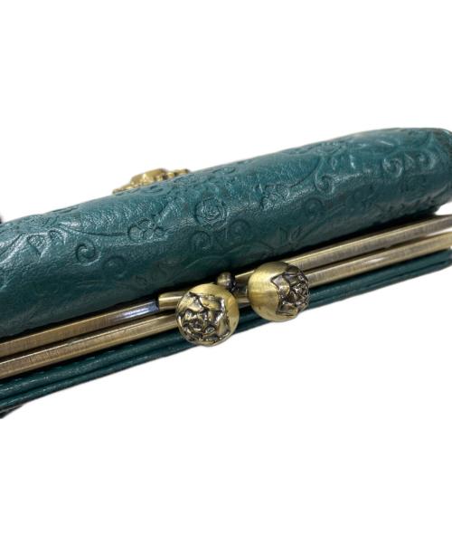 ANNA SUI（アナスイ）ANNA SUI (アナスイ) 2つ折りがま口財布 グリーン×ゴールドの古着・服飾アイテム