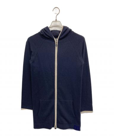 中古・古着通販】CHANEL (シャネル) ニットパーカー ネイビー×ホワイト