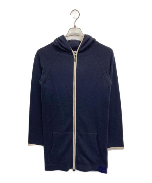 CHANEL（シャネル）CHANEL (シャネル) ニットパーカー ネイビー×ホワイト サイズ:36の古着・服飾アイテム