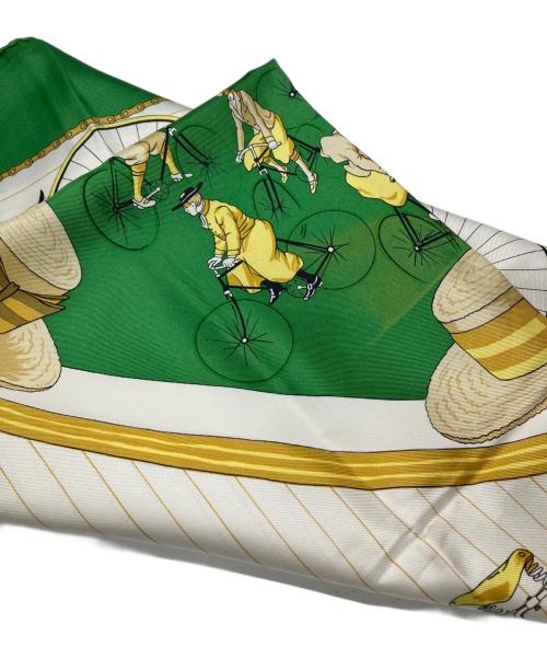 HERMES（エルメス）HERMES (エルメス) シルクスカーフ グリーン×ホワイトの古着・服飾アイテム