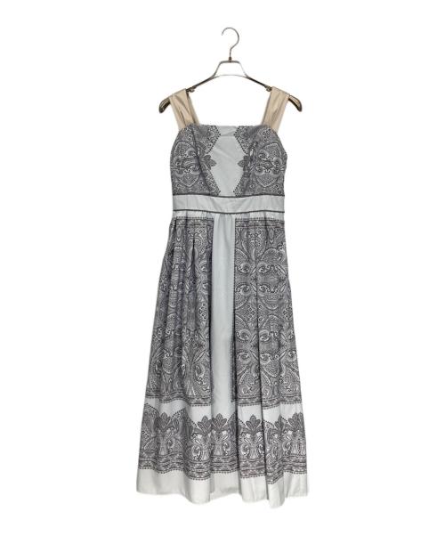 HER LIP TO（ハーリップトゥ）HER LIP TO (ハーリップトゥ) ノースリーブ・キャミソールワンピース スカイブルー×ライトグレー×ベージュ サイズ:Mの古着・服飾アイテム