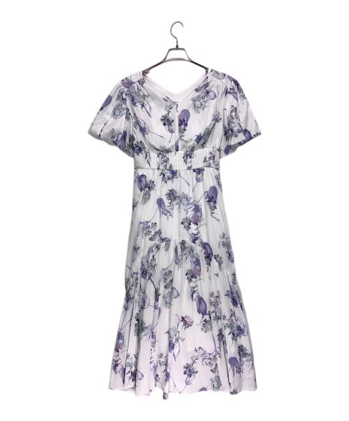HER LIP TO（ハーリップトゥ）HER LIP TO (ハーリップトゥ) 半袖ワンピース バイオレット×ホワイト サイズ:SIZE　Mの古着・服飾アイテム