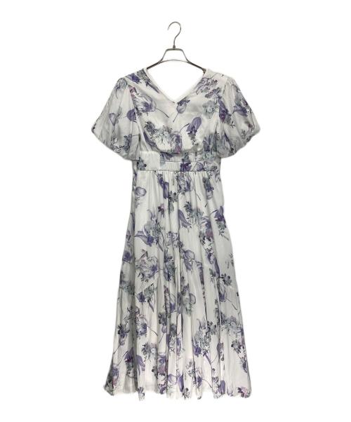 HER LIP TO（ハーリップトゥ）HER LIP TO (ハーリップトゥ) 半袖ワンピース バイオレット×ホワイト サイズ:SIZE　Mの古着・服飾アイテム