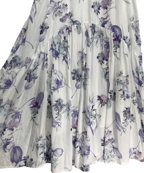 HER LIP TO（ハーリップトゥ）HER LIP TO (ハーリップトゥ) 半袖ワンピース バイオレット×ホワイト サイズ:SIZE　Mの古着・服飾アイテム