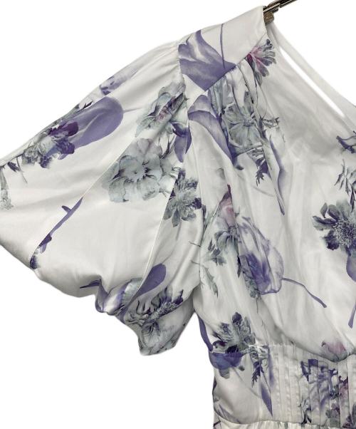 HER LIP TO（ハーリップトゥ）HER LIP TO (ハーリップトゥ) 半袖ワンピース バイオレット×ホワイト サイズ:SIZE　Mの古着・服飾アイテム