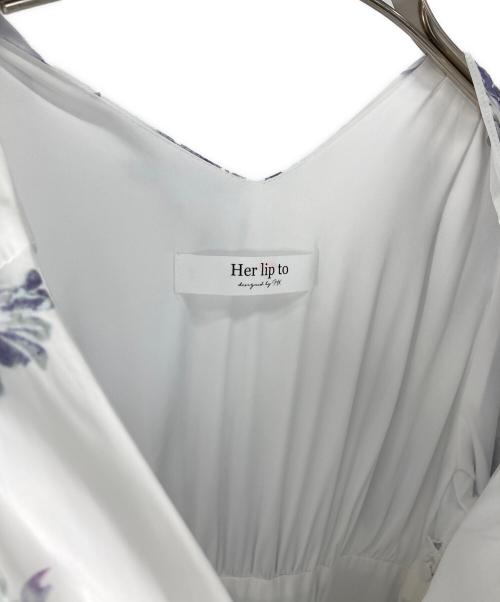 HER LIP TO（ハーリップトゥ）HER LIP TO (ハーリップトゥ) 半袖ワンピース バイオレット×ホワイト サイズ:SIZE　Mの古着・服飾アイテム