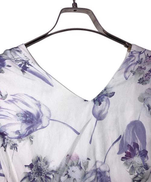 HER LIP TO（ハーリップトゥ）HER LIP TO (ハーリップトゥ) 半袖ワンピース バイオレット×ホワイト サイズ:SIZE　Mの古着・服飾アイテム