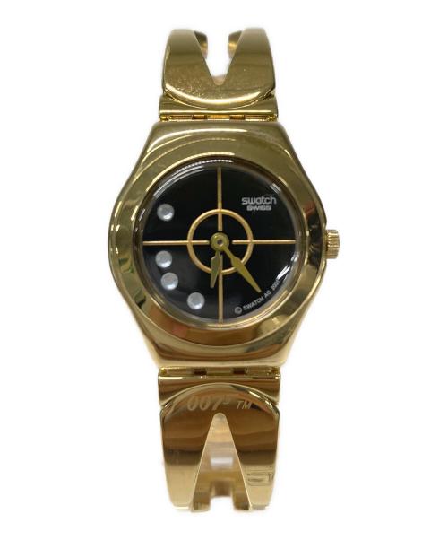 SWATCH（スウォッチ）SWATCH (スウォッチ) 腕時計 ブラック×ゴールドの古着・服飾アイテム