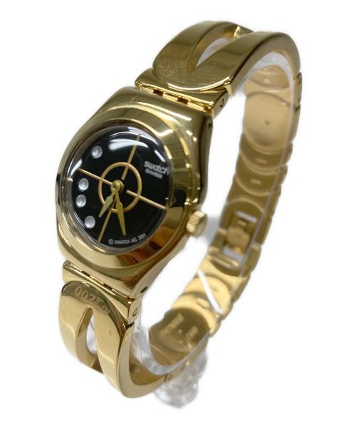 SWATCH（スウォッチ）SWATCH (スウォッチ) 腕時計 ブラック×ゴールドの古着・服飾アイテム