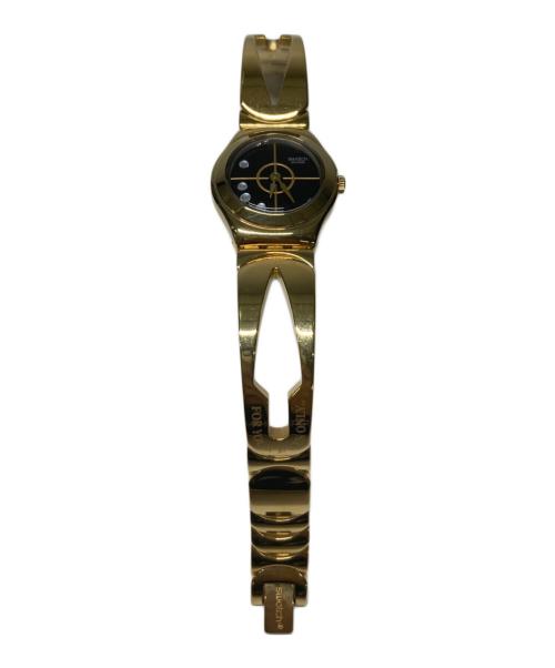 SWATCH（スウォッチ）SWATCH (スウォッチ) 腕時計 ブラック×ゴールドの古着・服飾アイテム