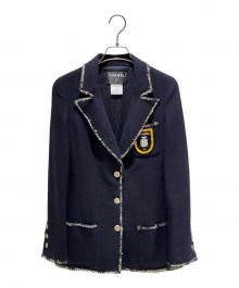 CHANEL（シャネル）の古着「Chanel Emblem Single Breasted Jacket Navy ツイードココマークボタン 3B ジャケット P24952V15529」｜ネイビー