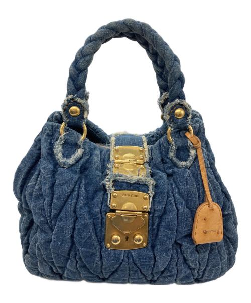 MIU MIU（ミュウミュウ）MIU MIU (ミュウミュウ) 2WAYショルダーバッグ インディゴ×ブラウンの古着・服飾アイテム