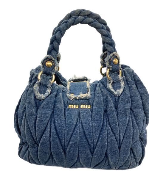 MIU MIU（ミュウミュウ）MIU MIU (ミュウミュウ) 2WAYショルダーバッグ インディゴ×ブラウンの古着・服飾アイテム