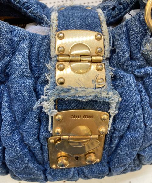 MIU MIU（ミュウミュウ）MIU MIU (ミュウミュウ) 2WAYショルダーバッグ インディゴ×ブラウンの古着・服飾アイテム