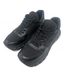 PRADA（プラダ）の古着「Re-Nylon ブラッシュドレザースニーカー」｜ブラック