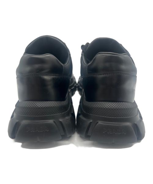 PRADA（プラダ）PRADA (プラダ) Re-Nylon ブラッシュドレザースニーカー ブラック サイズ:8.5の古着・服飾アイテム
