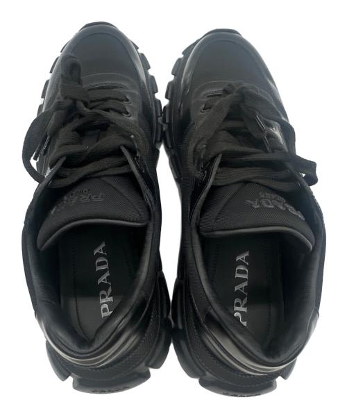 PRADA（プラダ）PRADA (プラダ) Re-Nylon ブラッシュドレザースニーカー ブラック サイズ:8.5の古着・服飾アイテム