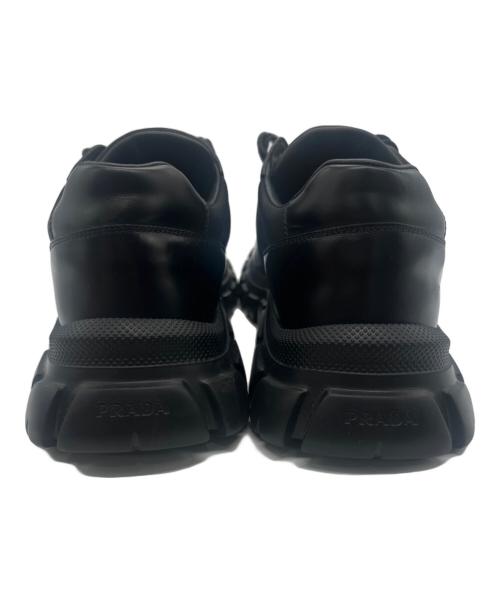 PRADA（プラダ）PRADA (プラダ) Re-Nylon ブラッシュドレザースニーカー ブラック サイズ:8.5の古着・服飾アイテム