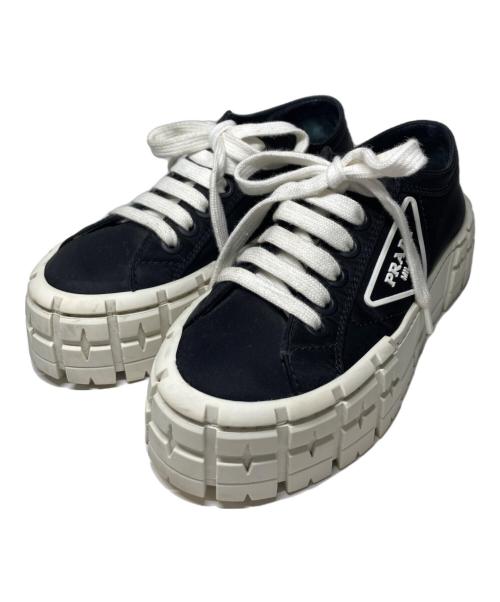 PRADA（プラダ）PRADA (プラダ) ダブルホイール ナイロンギャバジン スニーカー ブラック サイズ:22.5の古着・服飾アイテム