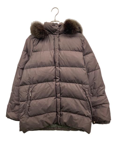 MONCLER（モンクレール）MONCLER (モンクレール) ファー付きダウンジャケット ブラウン サイズ:SIZE 0の古着・服飾アイテム