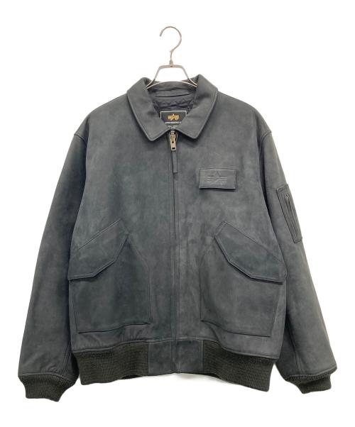 ALPHA（アルファ）ALPHA (アルファ) レザーフライトジャケット ブラック サイズ:XXLの古着・服飾アイテム