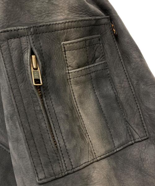 ALPHA（アルファ）ALPHA (アルファ) レザーフライトジャケット ブラック サイズ:XXLの古着・服飾アイテム