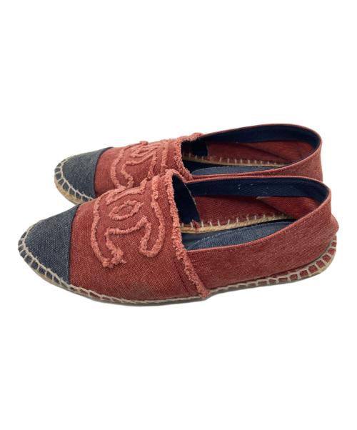 CHANEL（シャネル）CHANEL (シャネル) ココマークエスパドリーユシューズ ブルー×レッド サイズ:37の古着・服飾アイテム