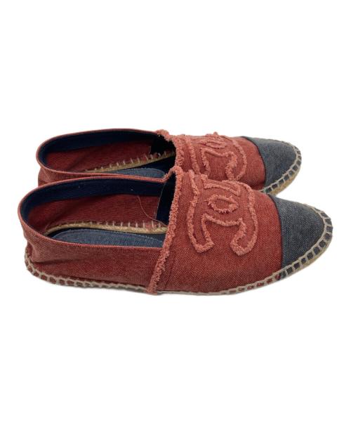 CHANEL（シャネル）CHANEL (シャネル) ココマークエスパドリーユシューズ ブルー×レッド サイズ:37の古着・服飾アイテム