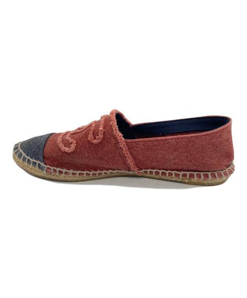 CHANEL（シャネル）CHANEL (シャネル) ココマークエスパドリーユシューズ ブルー×レッド サイズ:37の古着・服飾アイテム