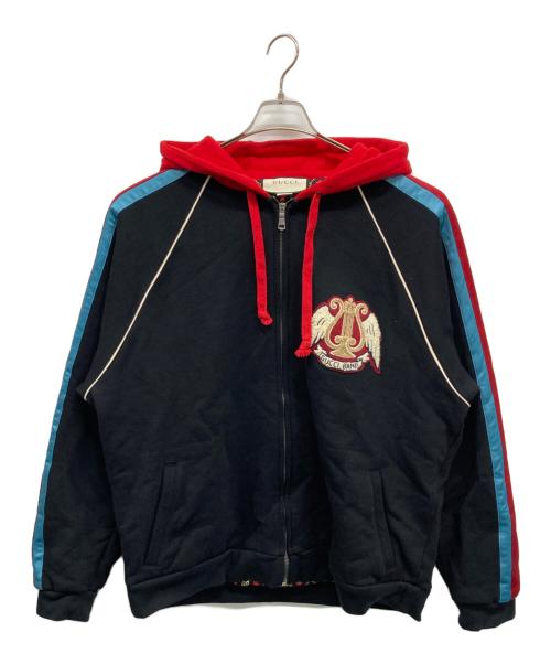 GUCCI（グッチ）GUCCI (グッチ) ジップパーカー スカイブルー×レッド×ブラック サイズ:Mの古着・服飾アイテム