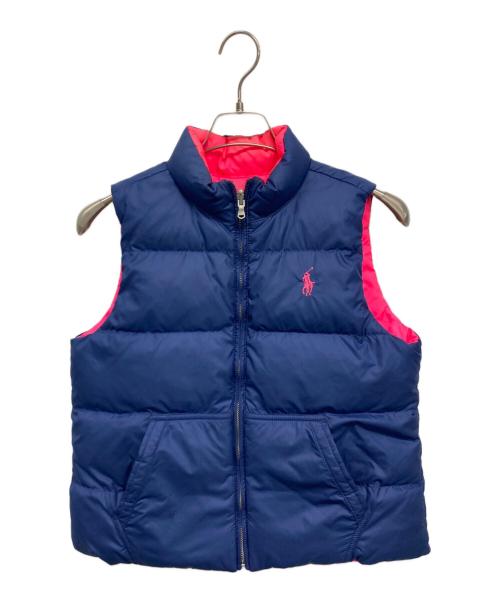 POLO RALPH LAUREN（ポロ・ラルフローレン）POLO RALPH LAUREN (ポロ・ラルフローレン) ダウンベスト ピンク×ネイビー サイズ:160cmの古着・服飾アイテム