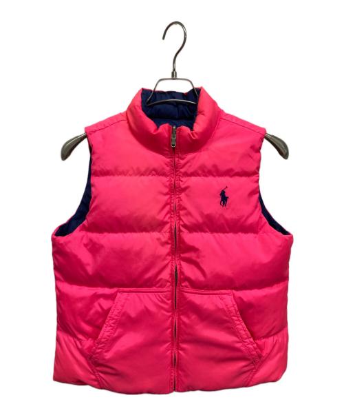 POLO RALPH LAUREN（ポロ・ラルフローレン）POLO RALPH LAUREN (ポロ・ラルフローレン) ダウンベスト ピンク×ネイビー サイズ:160cmの古着・服飾アイテム