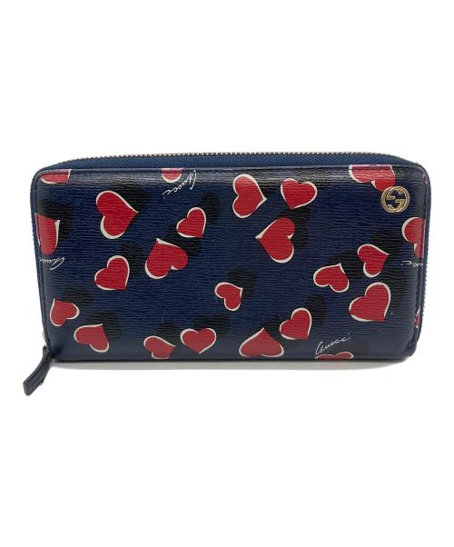 GUCCI（グッチ）GUCCI (グッチ) 長財布 ネイビー×レッド×ブラックの古着・服飾アイテム