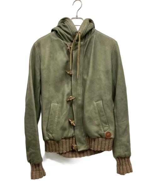 HUNTING WORLD（ハンティングワールド）HUNTING WORLD (ハンティングワールド) ラムレザーダッフルジャケット カーキ サイズ:SIZE 50の古着・服飾アイテム